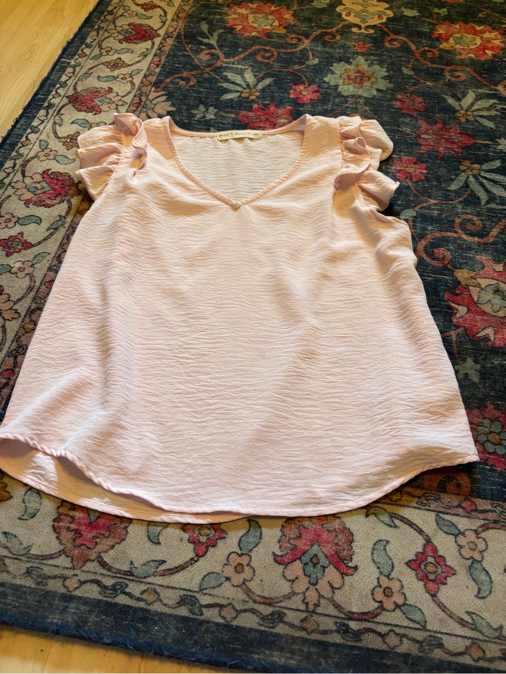 Have Blush Pink V-Neck Ruffle Sleeve Blouse